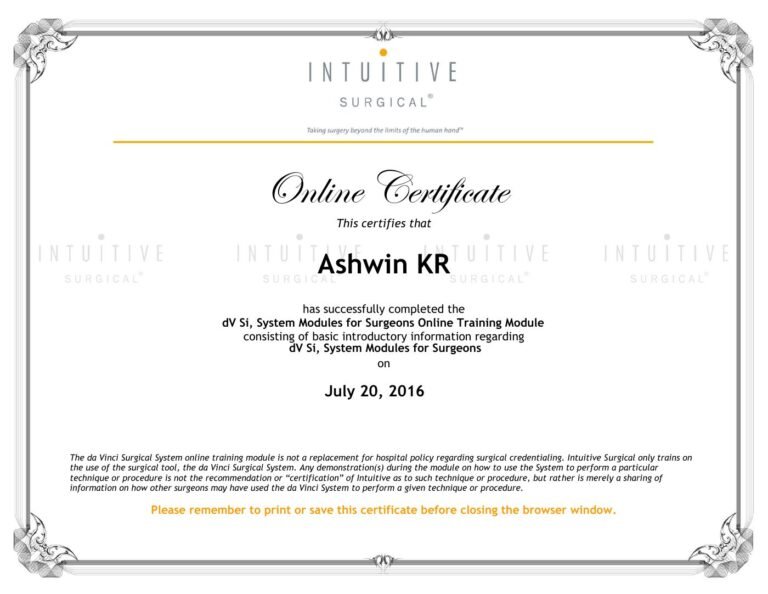 da Vinci Online Training Module — Robotic surgery
