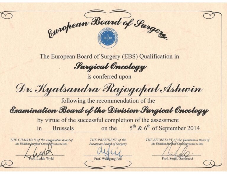 European Board Certification — European Board of Surgery · Surgical Oncology